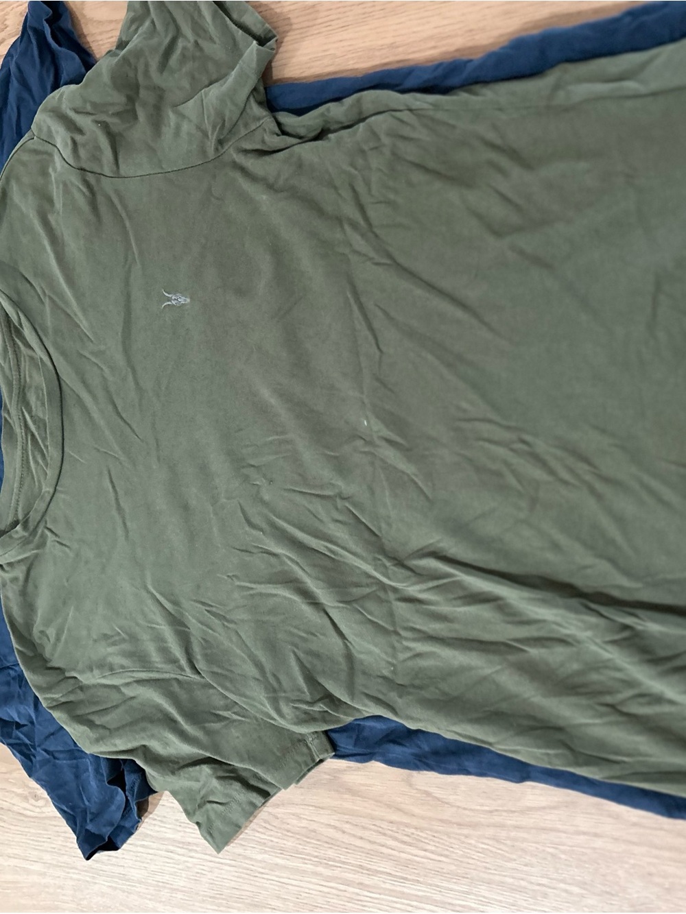 All Saints Olive Green & blue Short Sleeve Crew Neck Tee